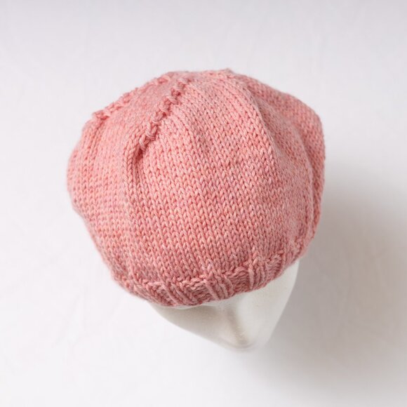 Hand Knit Pastel Peach Pink Wool Beret main image 4